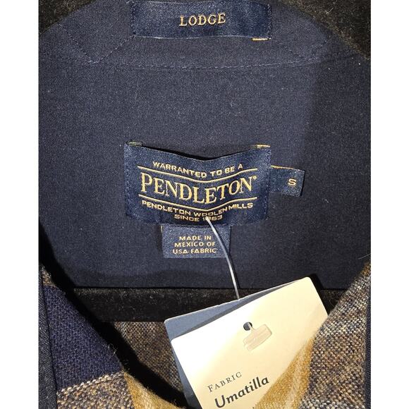 NWTags Mens Pendelton Lodge Plaid 100% Virgin Wool Button Up Shirt Blue Yellow - Picture 5 of 9